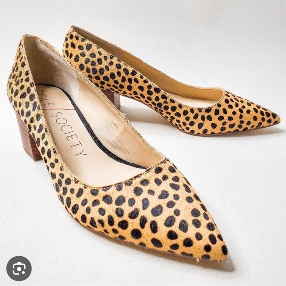Sole Society Cheetah Print Block Heels 6.5 - Picture 1 of 7